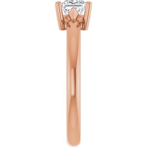 18K Rose Gold 4.5x4.5 mm Square Ring Mounting – image 7