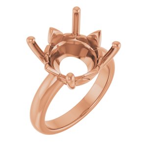 14K Rose Gold 15 mm Round Ring Mounting – image 2