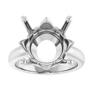 18K Palladium White Gold 15 mm Round Ring Mounting – image 6