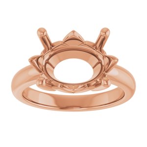 18K Rose Gold 14x10 mm Oval Ring Mounting – image 6