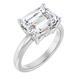 18K White Gold 10x8 mm Emerald Ring Mounting
