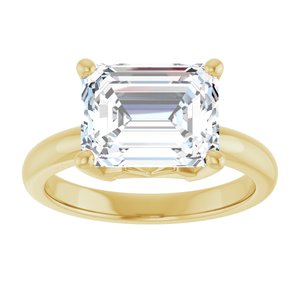 14K Yellow Gold 10x8 mm Emerald Ring Mounting – image 5