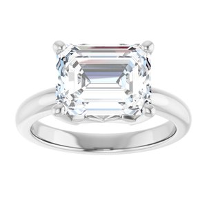 18K X1 White Gold 10x8 mm Emerald Ring Mounting – image 5