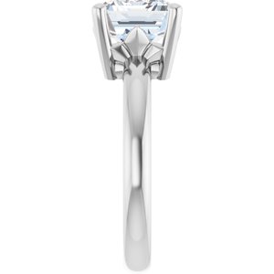 14K X1 White Gold 10x8 mm Emerald Ring Mounting – image 7