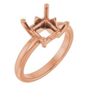 18K Rose Gold 7.5x7.5 mm Square Ring Mounting – image 2