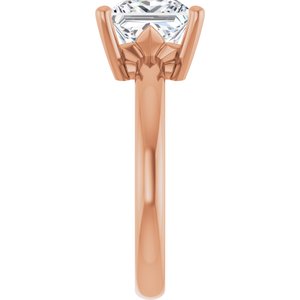18K Rose Gold 7.5x7.5 mm Square Ring Mounting – image 7