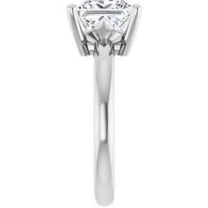 18K White Gold 7.5x7.5 mm Square Ring Mounting – image 7