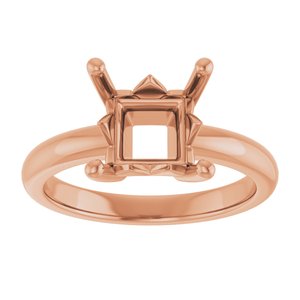 14K Rose Gold 7.5x7.5 mm Square Ring Mounting – image 6