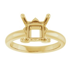 10K Yellow Gold 7.5x7.5 mm Square Ring Mounting – image 6