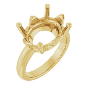 14K Yellow Gold 16x12 mm Oval Ring Mounting – image 2