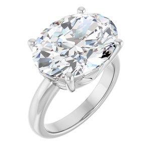 18K X1 White Gold 16x12 mm Oval Ring Mounting