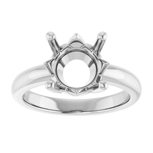 18K White Gold 10 mm Round Ring Mounting – image 6