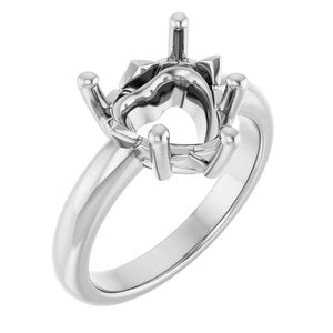 18K Palladium White Gold 10x10 mm Heart Ring Mounting – image 2