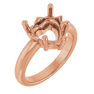 18K Rose Gold 10x10 mm Heart Ring Mounting – image 2