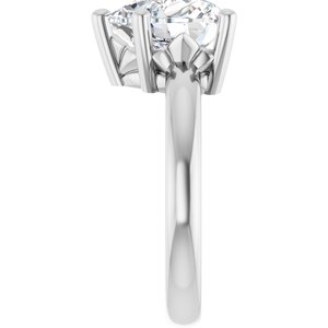 18K Palladium White Gold 10x10 mm Heart Ring Mounting – image 7