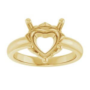 10K Yellow Gold 10x10 mm Heart Ring Mounting – image 6