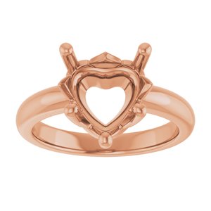 14K Rose Gold 10x10 mm Heart Ring Mounting – image 6