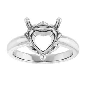 18K X1 White Gold 10x10 mm Heart Ring Mounting – image 6