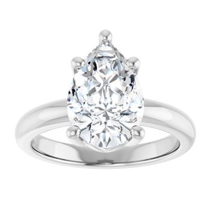 18K Palladium White Gold 12x8 mm Pear Ring Mounting – image 5