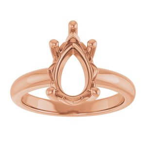 10K Rose Gold 12x8 mm Pear Ring Mounting – image 6