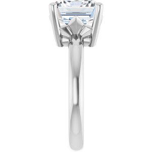 18K X1 White Gold 11x9 mm Emerald Ring Mounting – image 7