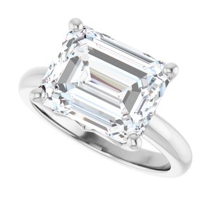 14K White Gold 11x9 mm Emerald Ring Mounting – image 8