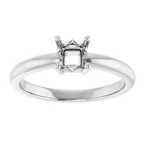 10K White Gold 4x4 mm Square Ring Mounting – image 6