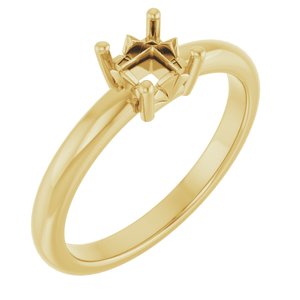18K Yellow Gold 4x4 mm Square Ring Mounting – image 2