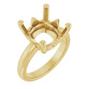 18K Yellow Gold 12x12 mm Cushion Ring Mounting – image 2
