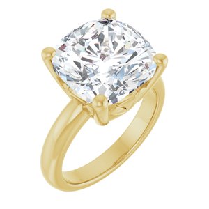 14K Yellow Gold 12x12 mm Cushion Ring Mounting