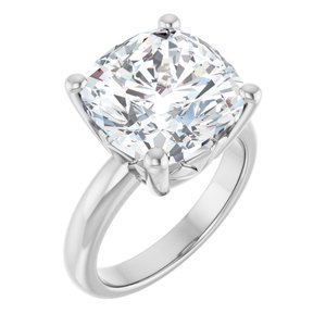 10K White Gold 12x12 mm Cushion Ring Mounting