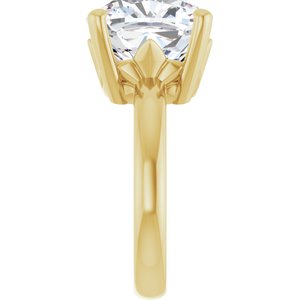 14K Yellow Gold 12x12 mm Cushion Ring Mounting – image 7