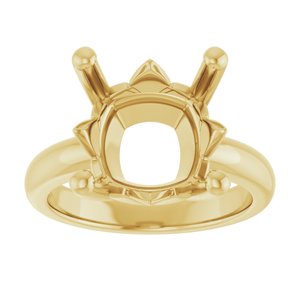 18K Yellow Gold 12x12 mm Cushion Ring Mounting – image 6