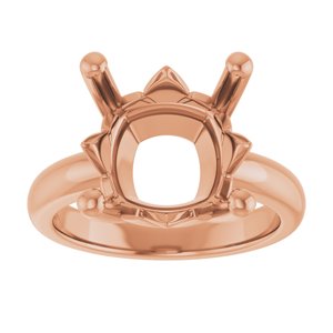 18K Rose Gold 12x12 mm Cushion Ring Mounting – image 6