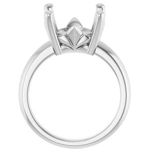 18K Palladium White Gold 12x12 mm Cushion Ring Mounting – image 4