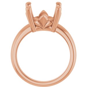18K Rose Gold 12x12 mm Cushion Ring Mounting – image 4