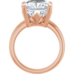 18K Rose Gold 12x12 mm Cushion Ring Mounting – image 3