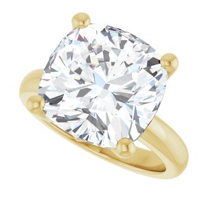 18K Yellow Gold 12x12 mm Cushion Ring Mounting – image 8