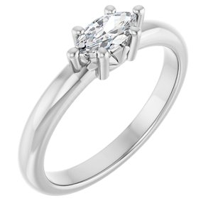 14K X1 White Gold 7x3.5 mm Marquise Ring Mounting