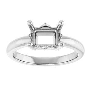 10K X1 White Gold 8x6 mm Emerald Ring Mounting – image 6