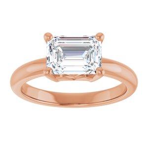 18K Rose Gold 8x6 mm Emerald Ring Mounting – image 5