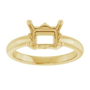 10K Yellow Gold 8x6 mm Emerald Ring Mounting – image 6