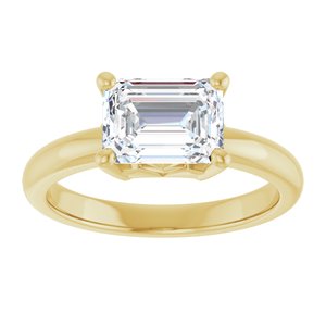 10K Yellow Gold 8x6 mm Emerald Ring Mounting – image 5