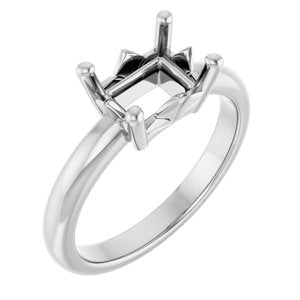 14K White Gold 8x6 mm Emerald Ring Mounting – image 2