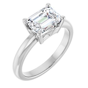 18K X1 White Gold 8x6 mm Emerald Ring Mounting