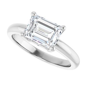 18K Palladium White Gold 8x6 mm Emerald Ring Mounting – image 8