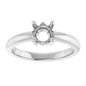 18K White Gold 6 mm Round Ring Mounting – image 6
