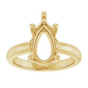 18K Yellow Gold 13x8 mm Pear Ring Mounting – image 6