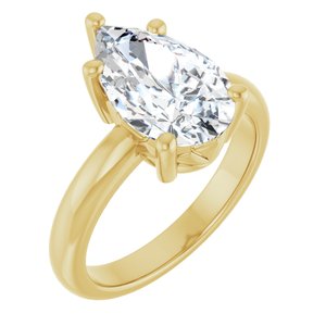 18K Yellow Gold 13x8 mm Pear Ring Mounting