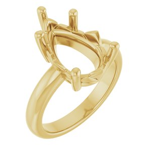 18K Yellow Gold 15x10 mm Pear Ring Mounting – image 2
